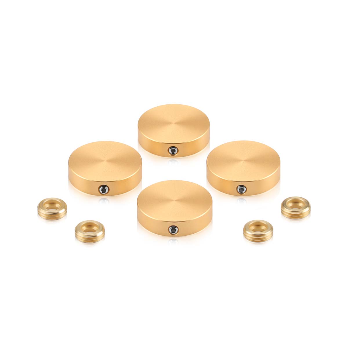 Set of 4 Locking Screw Cover, Diameter: 1'', Aluminum Champagne Anodized Finish, (Indoor or Outdoor Use)