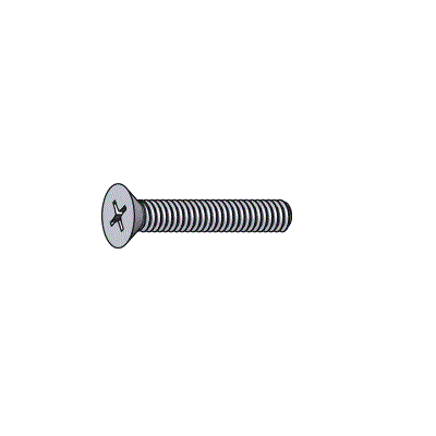 Machine screws, Phillips flat head, Zinc plated steel, #10-24 x 1