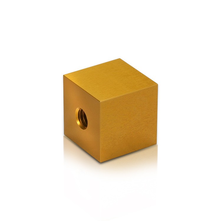 5/16-18 Threaded Barrels Square 1'', Length: 1'', Gold Anodized [Required Material Hole Size: 3/8'' ]