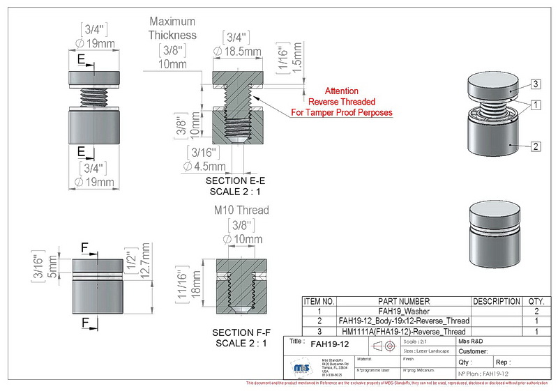 3/4'' Diameter X 1/2'' Barrel Length, Aluminum Flat Head Standoffs