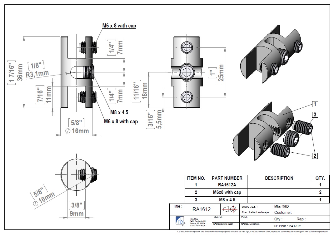 Vertical Support Up to 3/8'' Double Sided Panel Grip Stainless Steel For Rod MBS