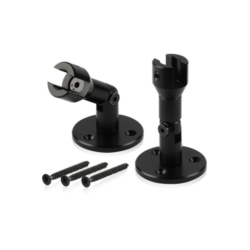 Hinged Panel Gripper With Mounting Plate 2'' Diameter x 2-11/16'', Accepts Material Thickness of 3/8'', Matte Black Anodized Finish