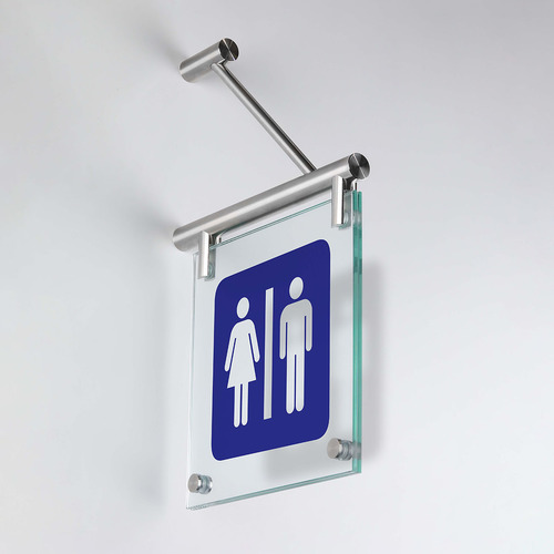 Flag sign. 7'' x 7'' x 3/16'' (included: Stainless Steel Bracket, Set of 7'' x 7'' Glass and Set Of Paper Insert)