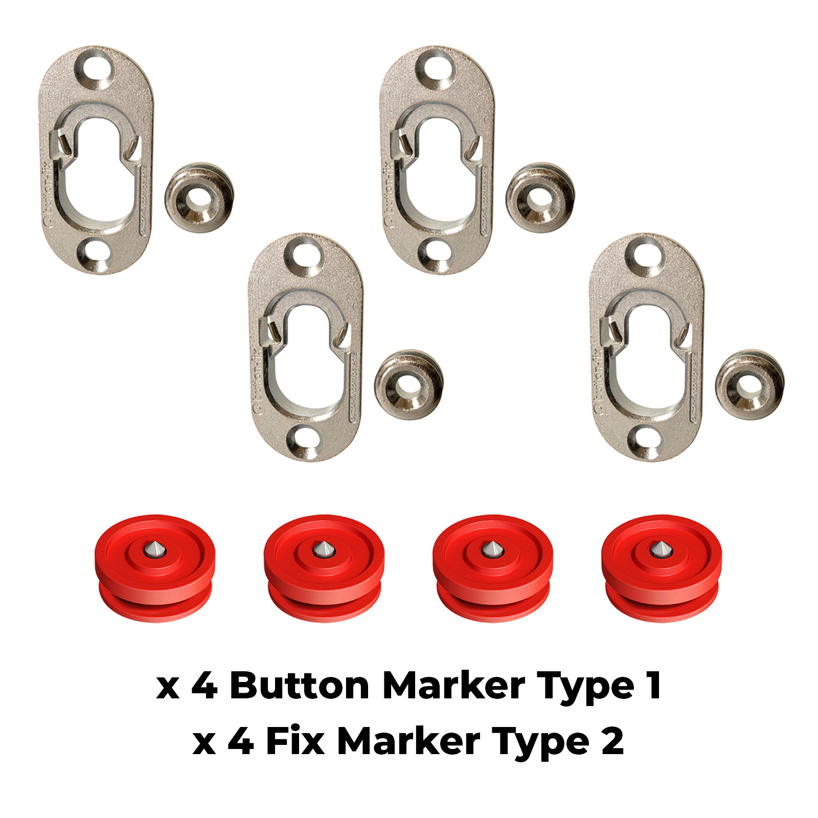 Button Fix Type 1 Metal Fix Bracket Fixing with Stainless Steel Retaining Spring for Fire Retardant Panels, Marine Interiors, Vibration & Shock Tested + Marker Tools x4 + 4 Marker Tool's