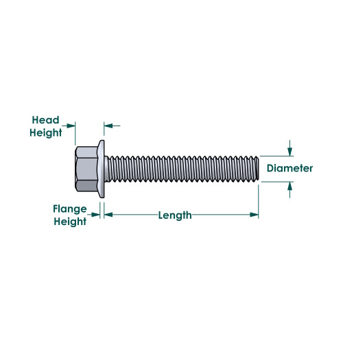 Flange bolts, Full thread, Zinc plated grade 5 steel, 5/16''-18 x 1''