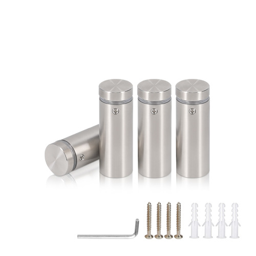 (Set of 4) 3/4'' Dia. X 1-3/4'' Barrel Length, (316 Marine Grade) Stainless Steel Brushed Finish. Easy Fasten Standoff with (4) 2216Z Screws and (4) LANC1 Anchors for concrete/drywall and (1) M4 Allen Key (For  In/Out use) [Req. Mat. Hole Size: 7/16'']