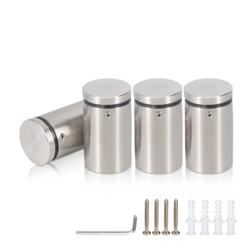 (Set of 4) 1-1/4'' Dia. X 1-3/4'' Barrel Length, (316 Marine Grade) Stainless Steel Brushed Finish. Easy Fasten Standoff with (4) 2216Z Screws and (4) LANC1 Anchors for concrete/drywall and (1) M4 Allen Key (For  In/Out use) [Req. Mat. Hole Size: 7/16'']