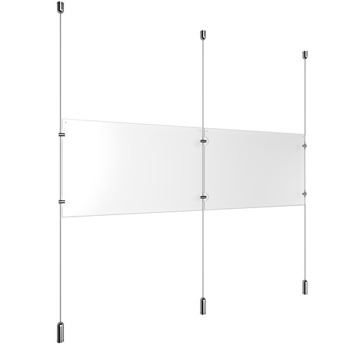 (2) 17'' Width x 11'' Height Clear Acrylic Frame & (3) Ceiling-to-Floor Aluminum Clear Anodized Cable Systems with (4) Single-Sided Panel Grippers (2) Double-Sided Panel Grippers