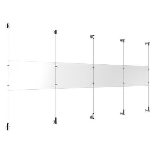 (4) 17'' Width x 11'' Height Clear Acrylic Frame & (5) Wall-to-Wall Aluminum Clear Anodized Cable Systems with (4) Single-Sided Panel Grippers (6) Double-Sided Panel Grippers