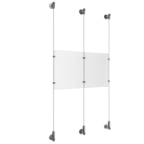 (2) 8-1/2'' Width x 11'' Height Clear Acrylic Frame & (3) Wall-to-Wall Aluminum Clear Anodized Cable Systems with (4) Single-Sided Panel Grippers (2) Double-Sided Panel Grippers