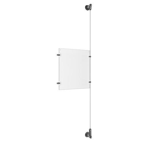 (1) 8-1/2'' Width x 11'' Height Clear Acrylic Frame & (1) Wall-to-Wall Aluminum Clear Anodized Cable Systems with (2) Single-Sided Panel Grippers (2) Double-Sided Panel Grippers