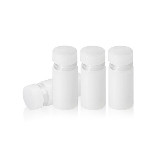 (Set of 4) 1/2'' Diameter X 1/2'' Barrel Length, White Acrylic Standoffs. Standoff with (4) 2208Z Screw and (4) LANC1 Anchor for concrete or drywall (For Inside Use Only) Secure [Required Material Hole Size: 3/8'']