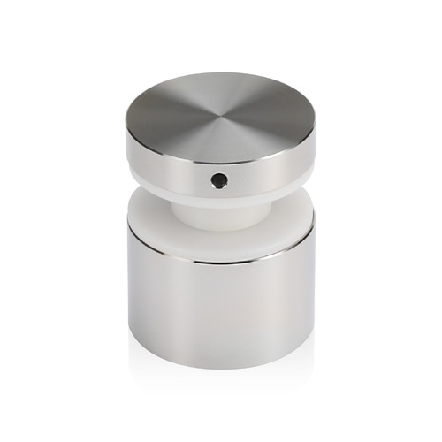 1-1/2'' Diameter X 1'' Barrel Length, (316) Stainless Steel Brushed Finish Strong Glass Railing Standoff Pin - Accepts 3/8'' to 13/16'' Material - 1/4'' Adjustable from Barrel (For Inside / Outside use) [Required Material Hole Size: 7/8'']