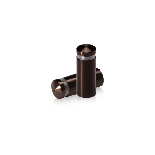1/2'' Diameter X 1'' Barrel Length, Aluminum Rounded Head Standoffs, Bronze Anodized Finish Easy Fasten Standoff (For Inside / Outside use) [Required Material Hole Size: 3/8'']
