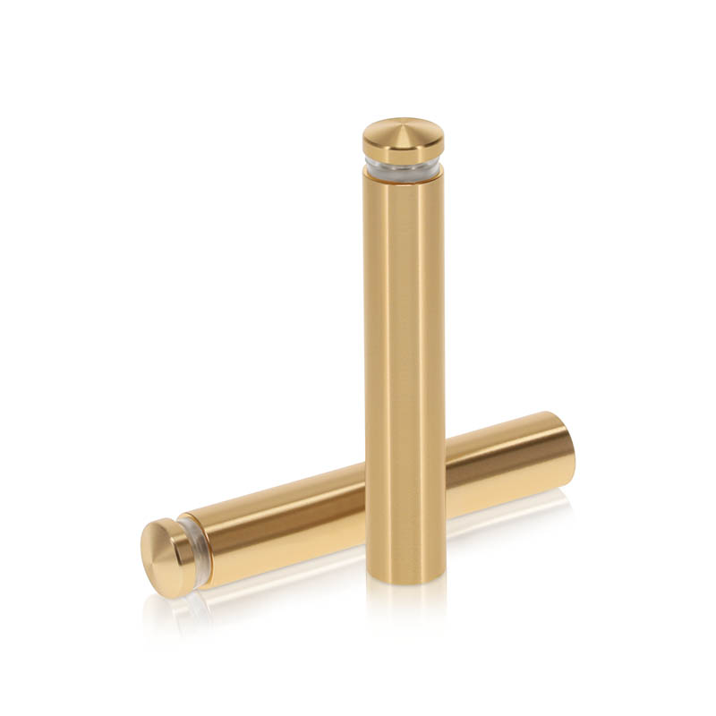 1/2'' Diameter X 2-1/2'' Barrel Length, Aluminum Rounded Head Standoffs, Champagne Anodized Finish Easy Fasten Standoff (For Inside / Outside use) [Required Material Hole Size: 3/8'']