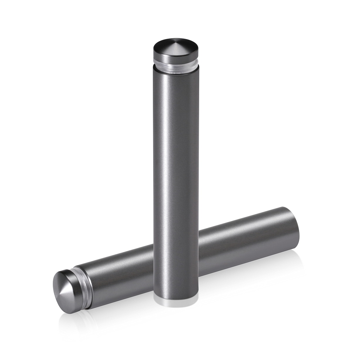 1/2'' Diameter X 2-1/2'' Barrel Length, Aluminum Rounded Head Standoffs, Titanium Anodized Finish Easy Fasten Standoff (For Inside / Outside use) [Required Material Hole Size: 3/8'']