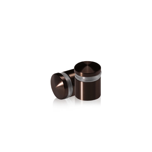 5/8'' Diameter X 1/2'' Barrel Length, Aluminum Rounded Head Standoffs, Bronze Anodized Finish Easy Fasten Standoff (For Inside / Outside use) [Required Material Hole Size: 7/16'']