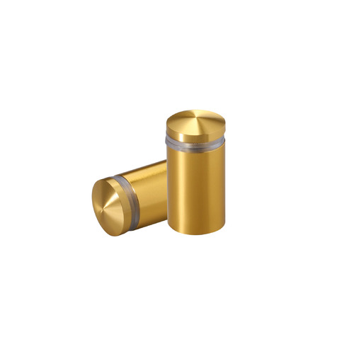 5/8'' Diameter X 1'' Barrel Length, Aluminum Rounded Head Standoffs, Gold Anodized Finish Easy Fasten Standoff (For Inside / Outside use) [Required Material Hole Size: 7/16'']