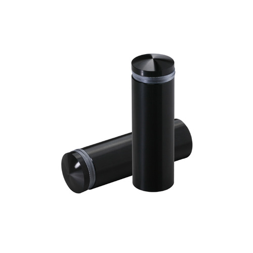 5/8'' Diameter X 1-3/4'' Barrel Length, Aluminum Rounded Head Standoffs, Black Anodized Finish Easy Fasten Standoff (For Inside / Outside use) [Required Material Hole Size: 7/16'']