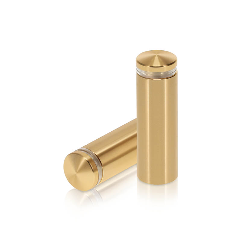 5/8'' Diameter X 1-3/4'' Barrel Length, Aluminum Rounded Head Standoffs, Champagne Anodized Finish Easy Fasten Standoff (For Inside / Outside use) [Required Material Hole Size: 7/16'']