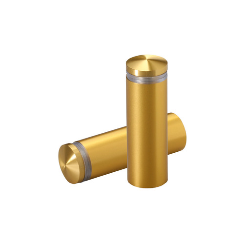 5/8'' Diameter X 1-3/4'' Barrel Length, Aluminum Rounded Head Standoffs, Gold Anodized Finish Easy Fasten Standoff (For Inside / Outside use) [Required Material Hole Size: 7/16'']