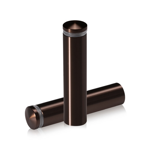 5/8'' Diameter X 2-1/2'' Barrel Length, Aluminum Rounded Head Standoffs, Bronze Anodized Finish Easy Fasten Standoff (For Inside / Outside use) [Required Material Hole Size: 7/16'']