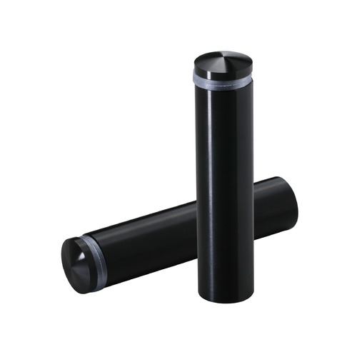 5/8'' Diameter X 2-1/2'' Barrel Length, Aluminum Rounded Head Standoffs, Black Anodized Finish Easy Fasten Standoff (For Inside / Outside use) [Required Material Hole Size: 7/16'']
