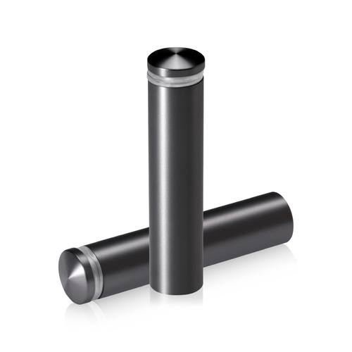 5/8'' Diameter X 2-1/2'' Barrel Length, Aluminum Rounded Head Standoffs, Titanium Anodized Finish Easy Fasten Standoff (For Inside / Outside use) [Required Material Hole Size: 7/16'']
