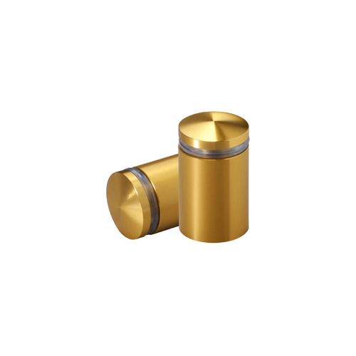 3/4'' Diameter X 1'' Barrel Length, Aluminum Rounded Head Standoffs, Gold Anodized Finish Easy Fasten Standoff (For Inside / Outside use) [Required Material Hole Size: 7/16'']