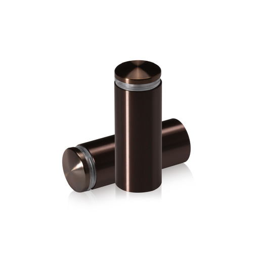 3/4'' Diameter X 1-3/4'' Barrel Length, Aluminum Rounded Head Standoffs, Bronze Anodized Finish Easy Fasten Standoff (For Inside / Outside use) [Required Material Hole Size: 7/16'']