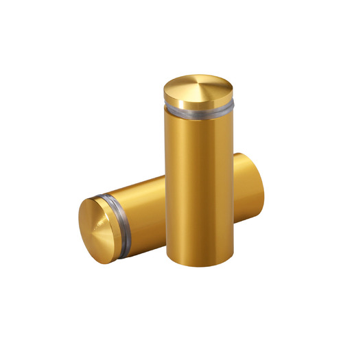 3/4'' Diameter X 1-3/4'' Barrel Length, Aluminum Rounded Head Standoffs, Gold Anodized Finish Easy Fasten Standoff (For Inside / Outside use) [Required Material Hole Size: 7/16'']