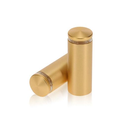 3/4'' Diameter X 1-3/4'' Barrel Length, Aluminum Rounded Head Standoffs, Matte Champagne Anodized Finish Easy Fasten Standoff (For Inside / Outside use) [Required Material Hole Size: 7/16'']