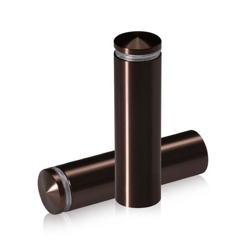 3/4'' Diameter X 2-1/2'' Barrel Length, Aluminum Rounded Head Standoffs, Bronze Anodized Finish Easy Fasten Standoff (For Inside / Outside use) [Required Material Hole Size: 7/16'']