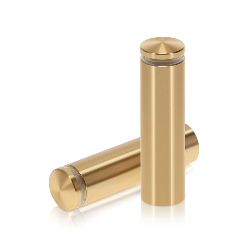 3/4'' Diameter X 2-1/2'' Barrel Length, Aluminum Rounded Head Standoffs, Champagne Anodized Finish Easy Fasten Standoff (For Inside / Outside use) [Required Material Hole Size: 7/16'']
