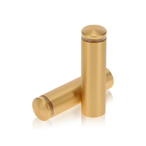 3/4'' Diameter X 2-1/2'' Barrel Length, Aluminum Rounded Head Standoffs, Matte Champagne Anodized Finish Easy Fasten Standoff (For Inside / Outside use) [Required Material Hole Size: 7/16'']