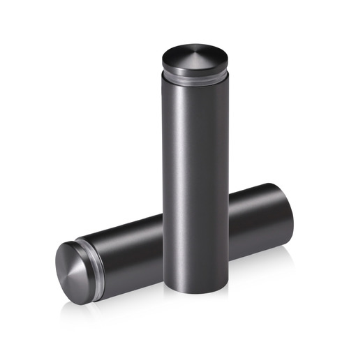 3/4'' Diameter X 2-1/2'' Barrel Length, Aluminum Rounded Head Standoffs, Titanium Anodized Finish Easy Fasten Standoff (For Inside / Outside use) [Required Material Hole Size: 7/16'']