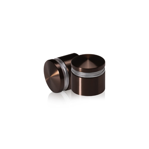 7/8'' Diameter X 1/2'' Barrel Length, Aluminum Rounded Head Standoffs, Bronze Anodized Finish Easy Fasten Standoff (For Inside / Outside use) [Required Material Hole Size: 7/16'']