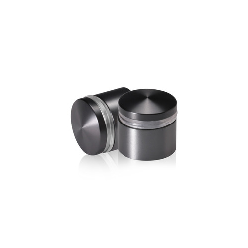 7/8'' Diameter X 1/2'' Barrel Length, Aluminum Rounded Head Standoffs, Titanium Anodized Finish Easy Fasten Standoff (For Inside / Outside use) [Required Material Hole Size: 7/16'']