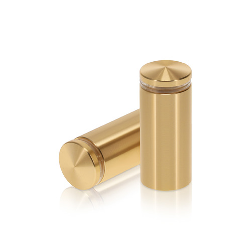 7/8'' Diameter X 1-3/4'' Barrel Length, Aluminum Rounded Head Standoffs, Champagne Anodized Finish Easy Fasten Standoff (For Inside / Outside use) [Required Material Hole Size: 7/16'']