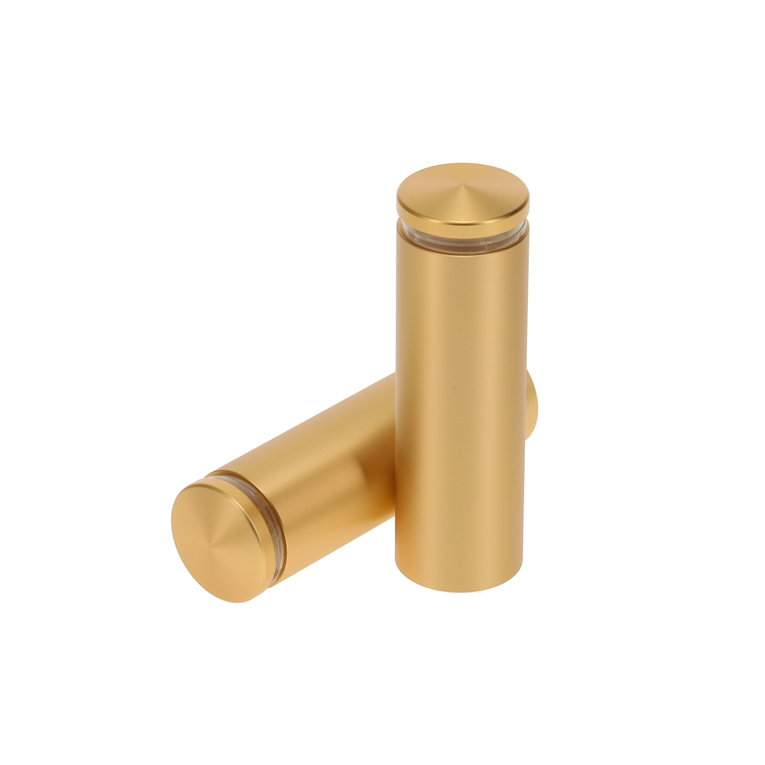 7/8'' Diameter X 2-1/2'' Barrel Length, Aluminum Rounded Head Standoffs, Matte Champagne Anodized Finish Easy Fasten Standoff (For Inside / Outside use) [Required Material Hole Size: 7/16'']