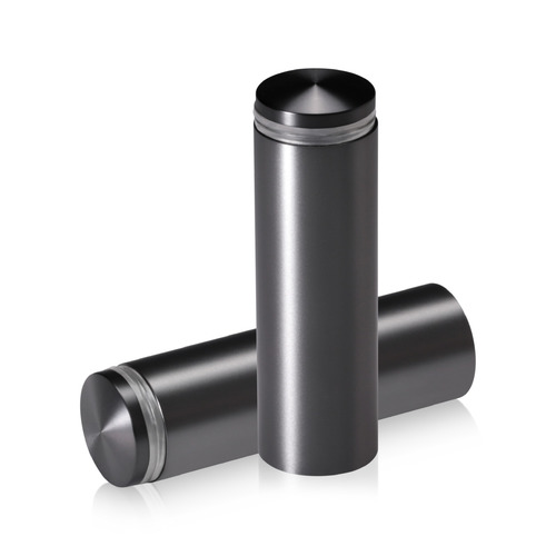 7/8'' Diameter X 2-1/2'' Barrel Length, Aluminum Rounded Head Standoffs, Titanium Anodized Finish Easy Fasten Standoff (For Inside / Outside use) [Required Material Hole Size: 7/16'']