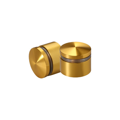 1'' Diameter X 1/2'' Barrel Length, Aluminum Rounded Head Standoffs, Gold Anodized Finish Easy Fasten Standoff (For Inside / Outside use) [Required Material Hole Size: 7/16'']