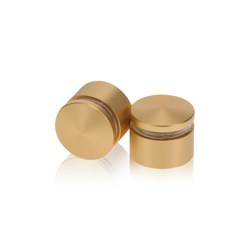 1'' Diameter X 1/2'' Barrel Length, Aluminum Rounded Head Standoffs, Matte Champagne Anodized Finish Easy Fasten Standoff (For Inside / Outside use) [Required Material Hole Size: 7/16'']