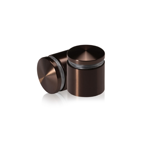 1'' Diameter X 3/4'' Barrel Length, Aluminum Rounded Head Standoffs, Bronze Anodized Finish Easy Fasten Standoff (For Inside / Outside use) [Required Material Hole Size: 7/16'']