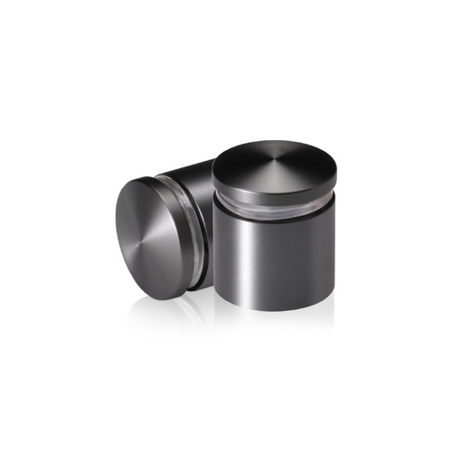 1'' Diameter X 3/4'' Barrel Length, Aluminum Rounded Head Standoffs, Titanium Anodized Finish Easy Fasten Standoff (For Inside / Outside use) [Required Material Hole Size: 7/16'']
