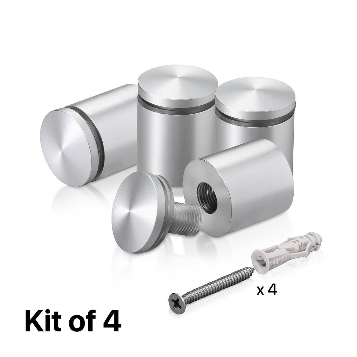 4pk Mbs Silver Affordable Aluminum Standoffs 1" Diameter 1" Standoff AS25-30SL 