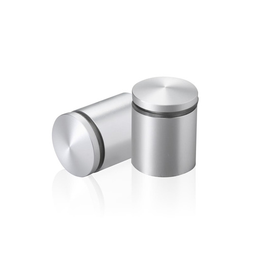 1'' Diameter X 1'' Barrel Length, Aluminum Rounded Head Standoffs, Clear Anodized Finish Easy Fasten Standoff (For Inside / Outside use) [Required Material Hole Size: 7/16'']