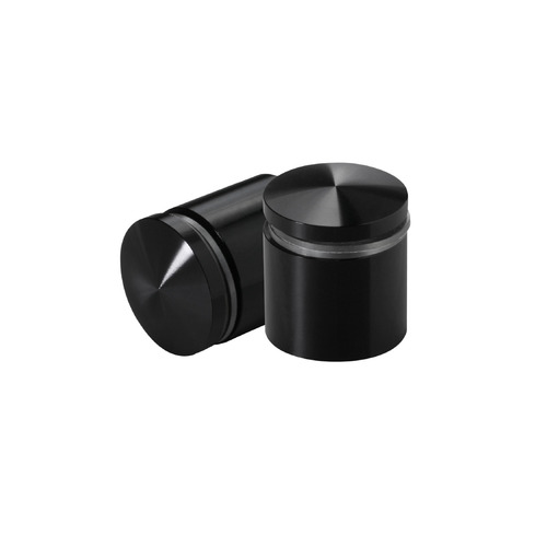 1'' Diameter X 1'' Barrel Length, Aluminum Rounded Head Standoffs, Black Anodized Finish Easy Fasten Standoff (For Inside / Outside use) [Required Material Hole Size: 7/16'']