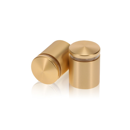 1'' Diameter X 1'' Barrel Length, Aluminum Rounded Head Standoffs, Matte Champagne Anodized Finish Easy Fasten Standoff (For Inside / Outside use) [Required Material Hole Size: 7/16'']