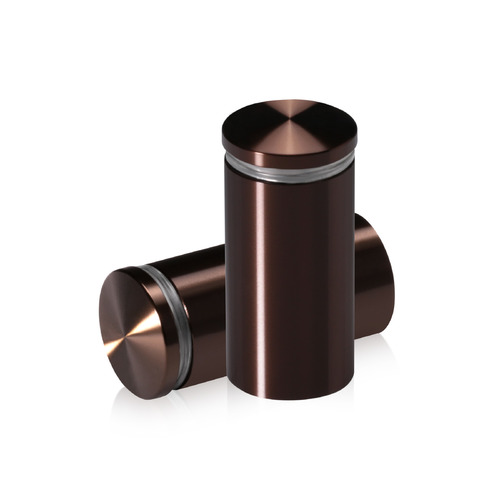 1'' Diameter X 1-3/4 Barrel Length, Aluminum Rounded Head Standoffs, Bronze Anodized Finish Easy Fasten Standoff (For Inside / Outside use) [Required Material Hole Size: 7/16'']